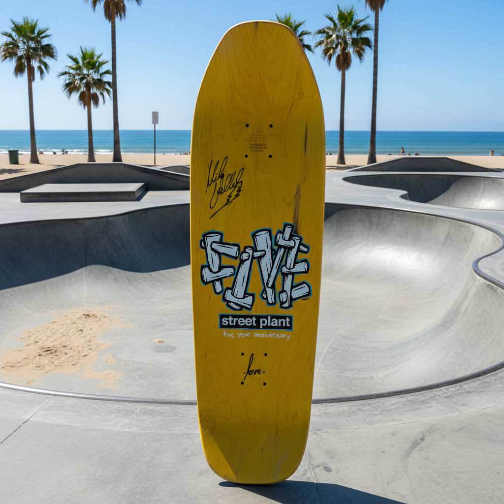 Street Plant Mike Vallely “Sun & Flowers” Skate Deck (Blue / Yellow) Signed