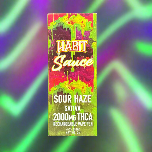Habit Sauce - Sour Haze Sativa (2000mg THCA) Recharable Vape Pen