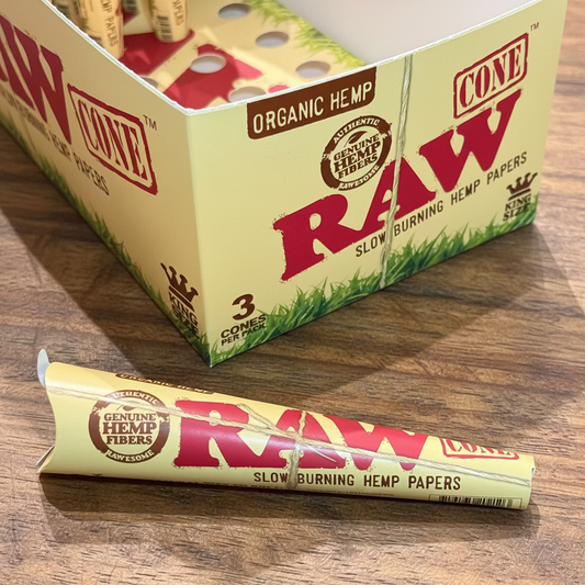 RAW King Size Cone - Slow Burning Organic Hemp Papers (3 Cones)